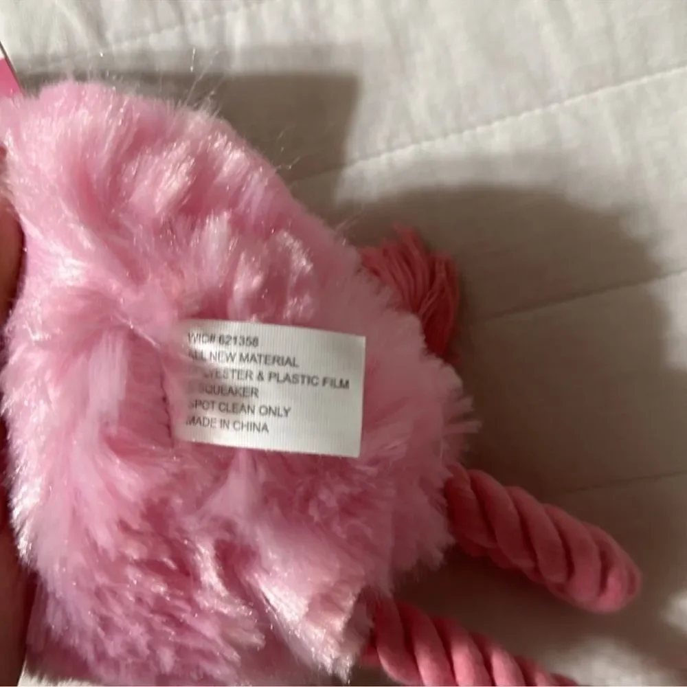 PETSHOPPE Pink Flamingo Plush Rope Squeaky Sound Dog Toy